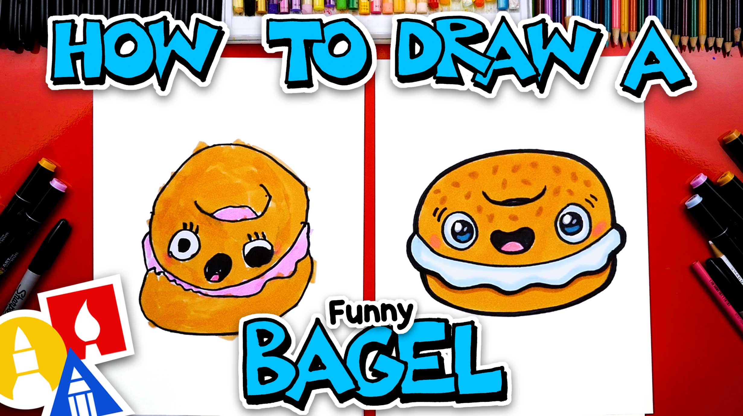 How To Draw A Funny Bagel Art For Kids Hub