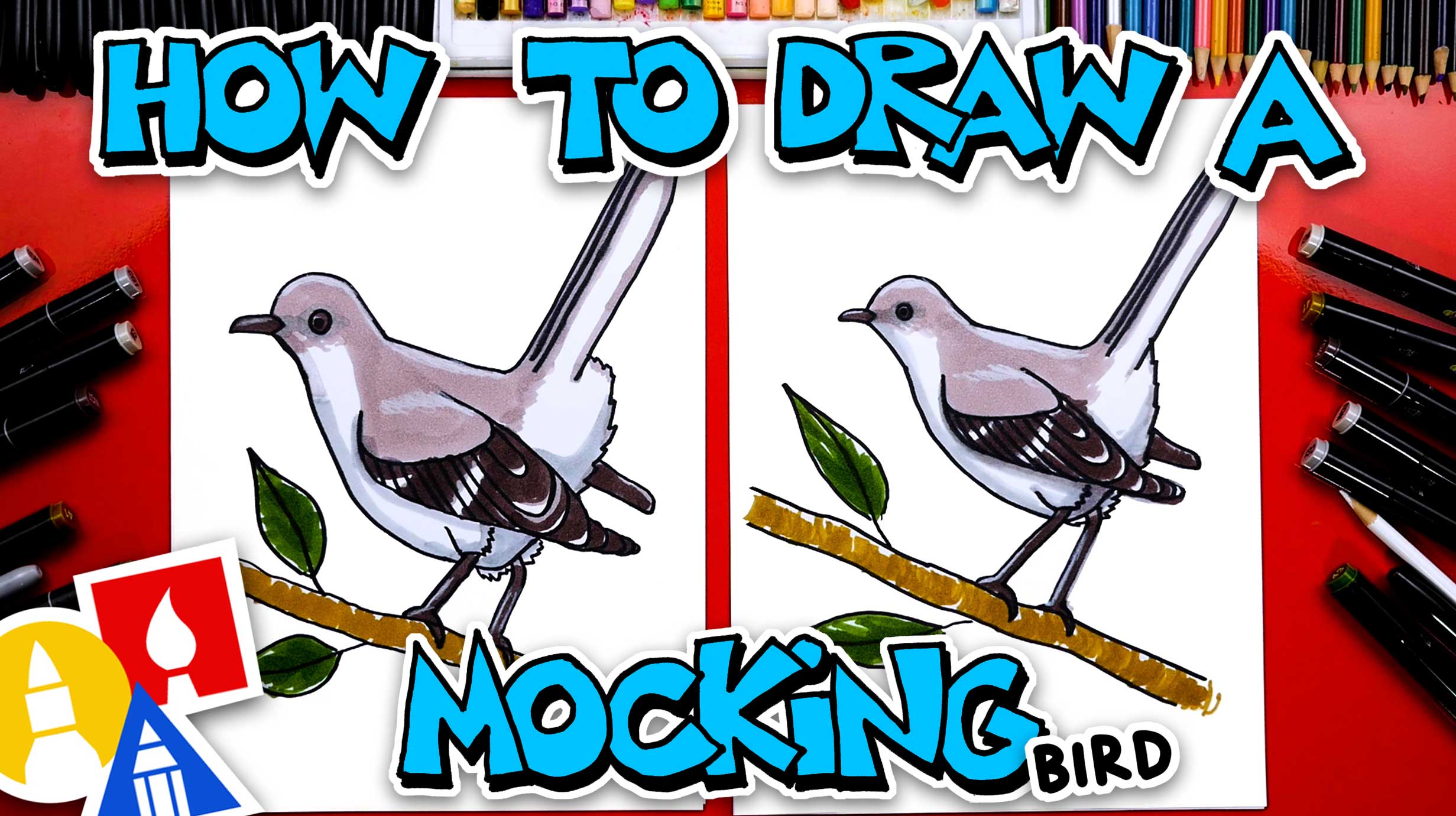 How To Draw A Mockingbird Art For Kids Hub