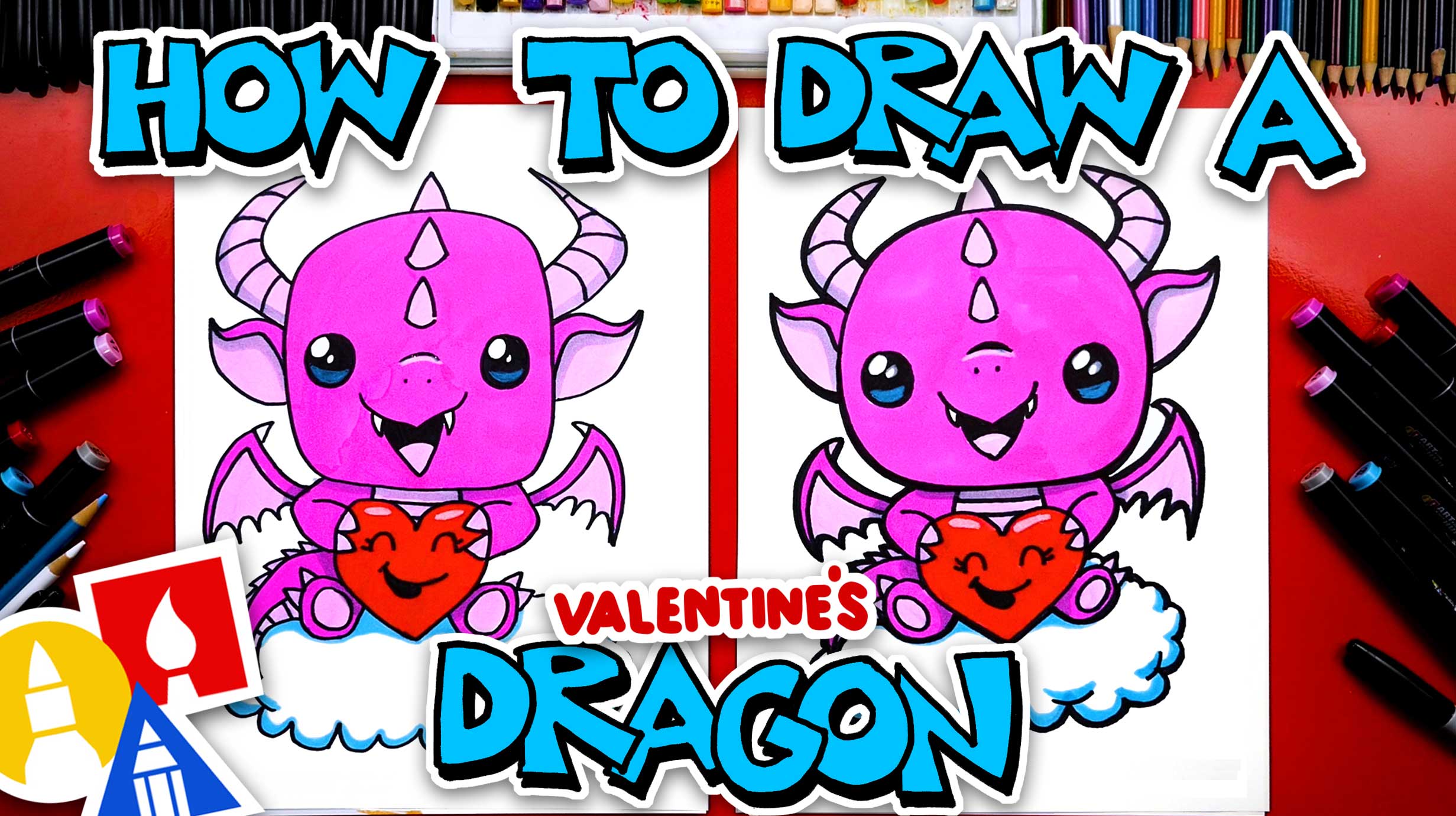 How To Draw A Valentine's Day Dragon Art For Kids Hub