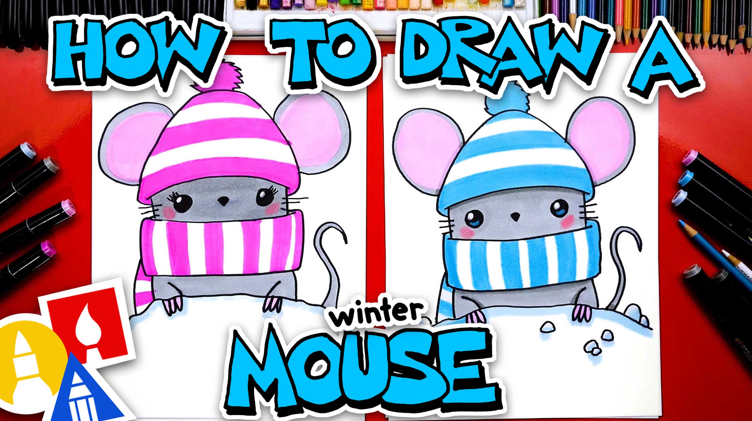 How To Draw A Cute Winter Mouse - Art For Kids Hub