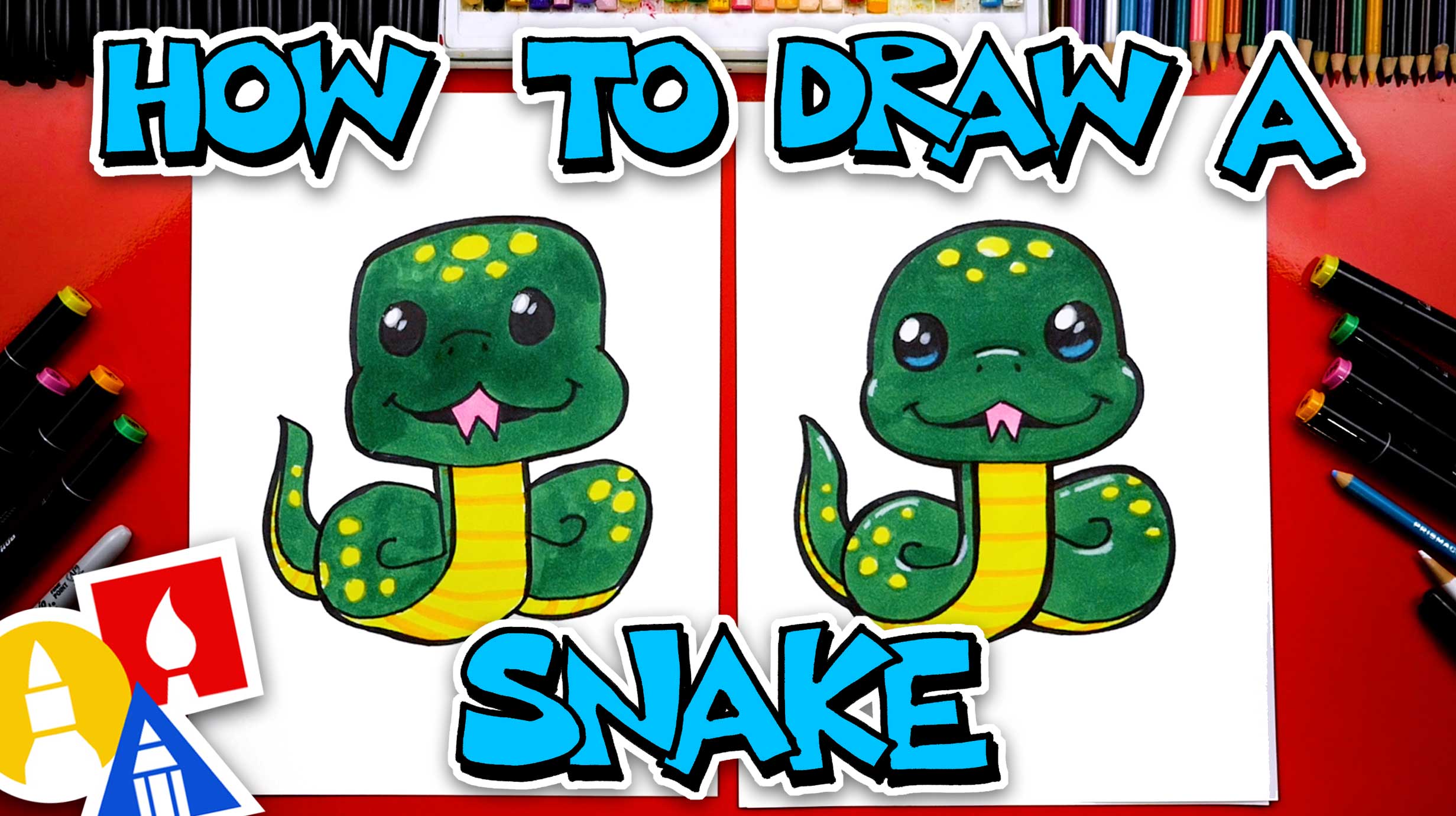 How To Draw A Cute Cartoon Snake Art For Kids Hub