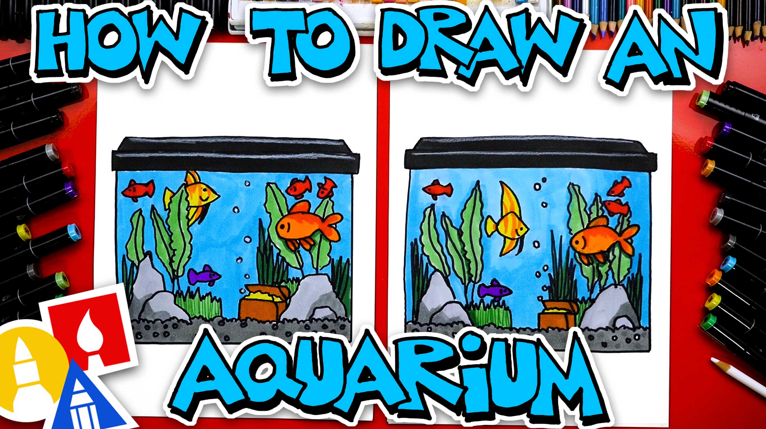Square aquarium with fish flat color icon Stock Vector Image & Art - Alamy