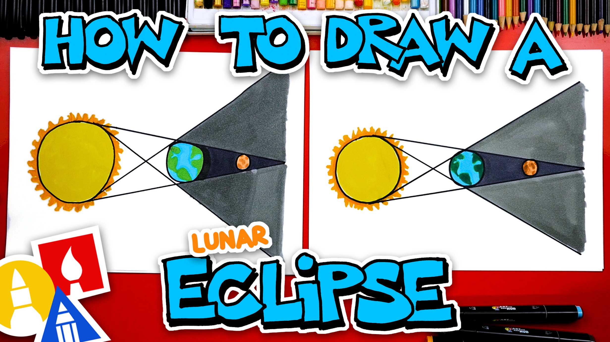 How To Draw A Lunar Eclipse Diagram StepbyStep Drawing Guide for