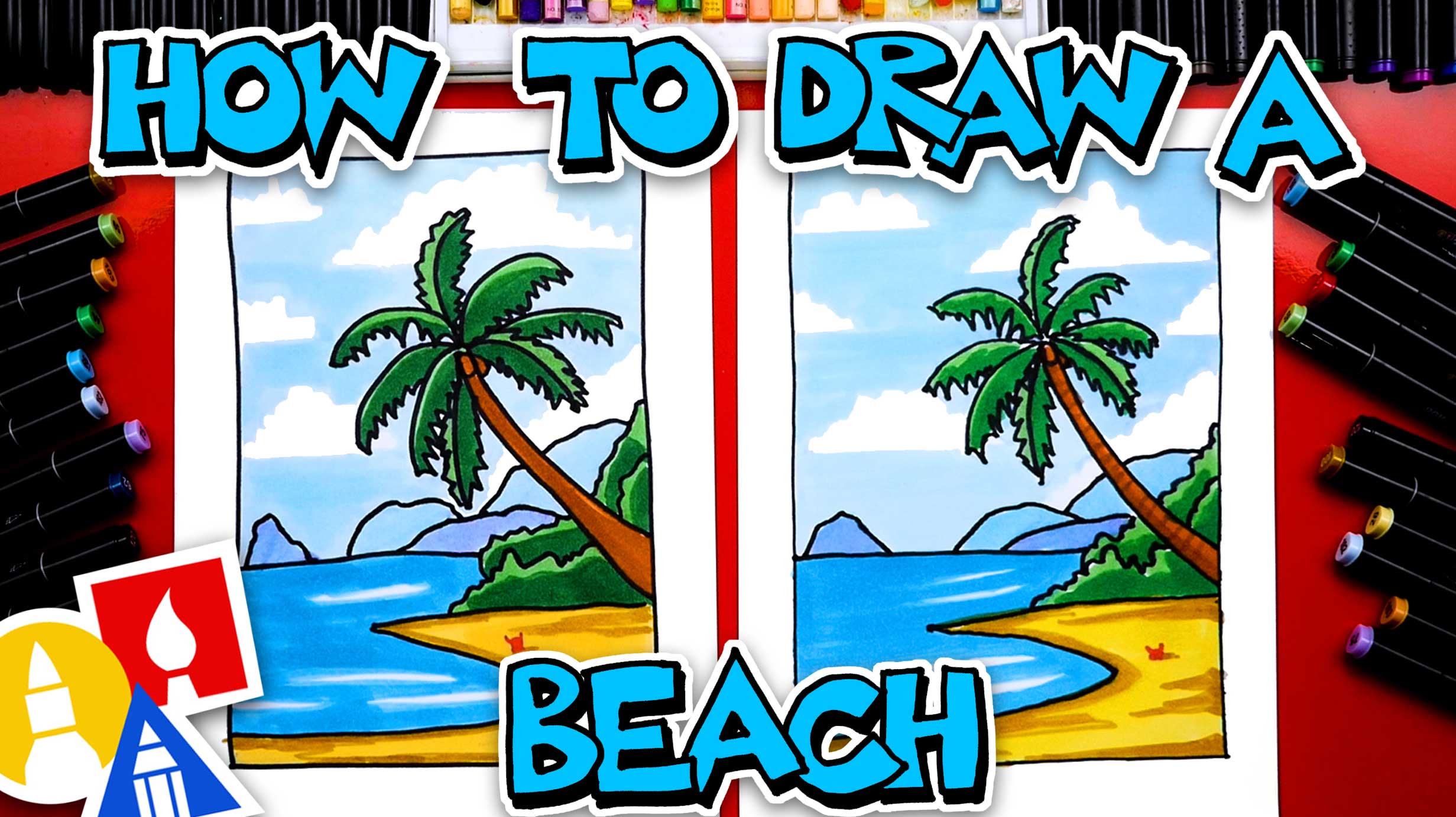 How To Draw A Beach Landscape Art For Kids Hub