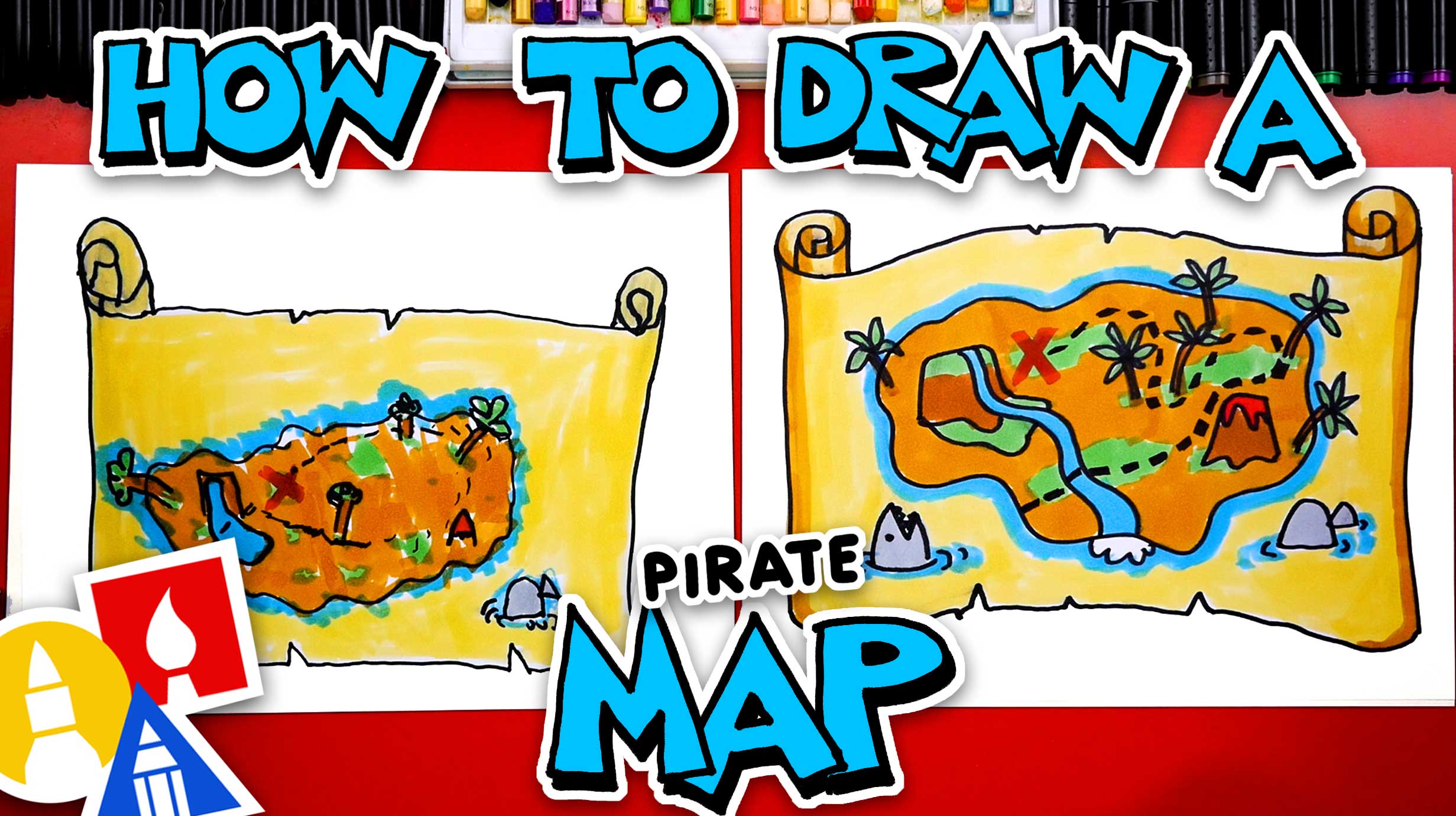 How To Draw A Pirate Treasure Map Art For Kids Hub
