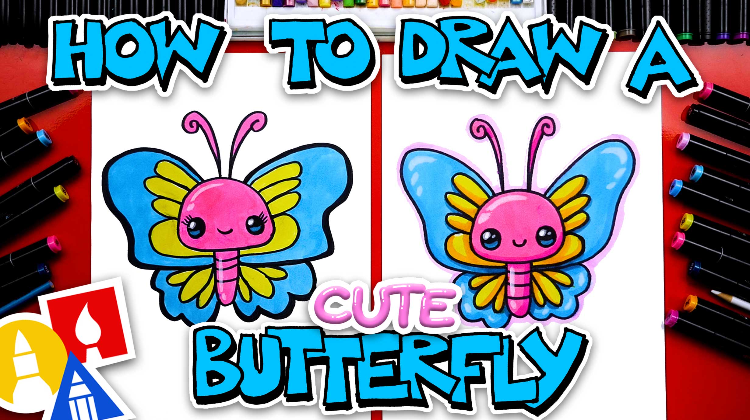 How To Draw A Super Cute Butterfly - Art For Kids Hub