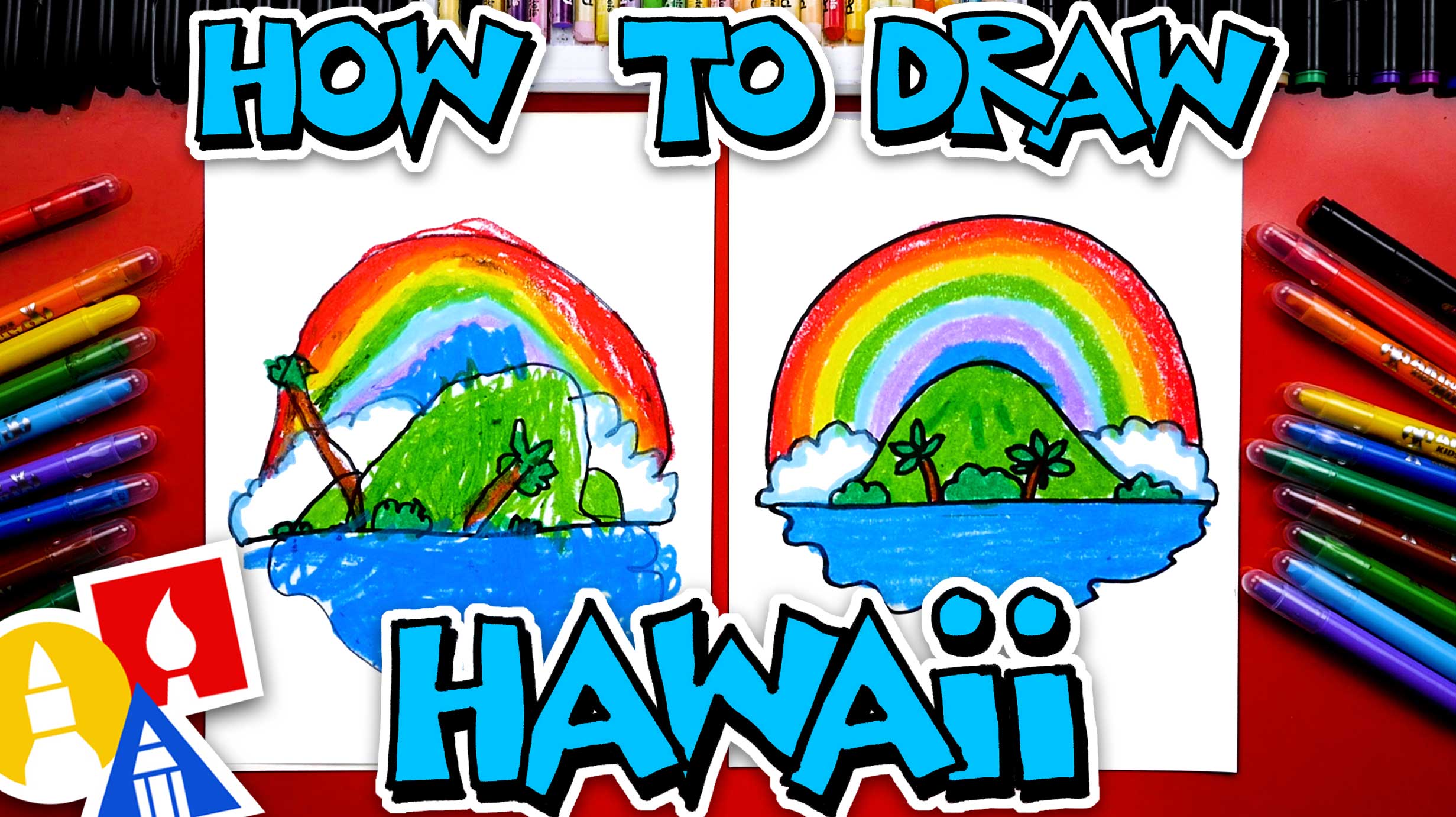 How To Draw Hawaii And A Rainbow Art For Kids Hub