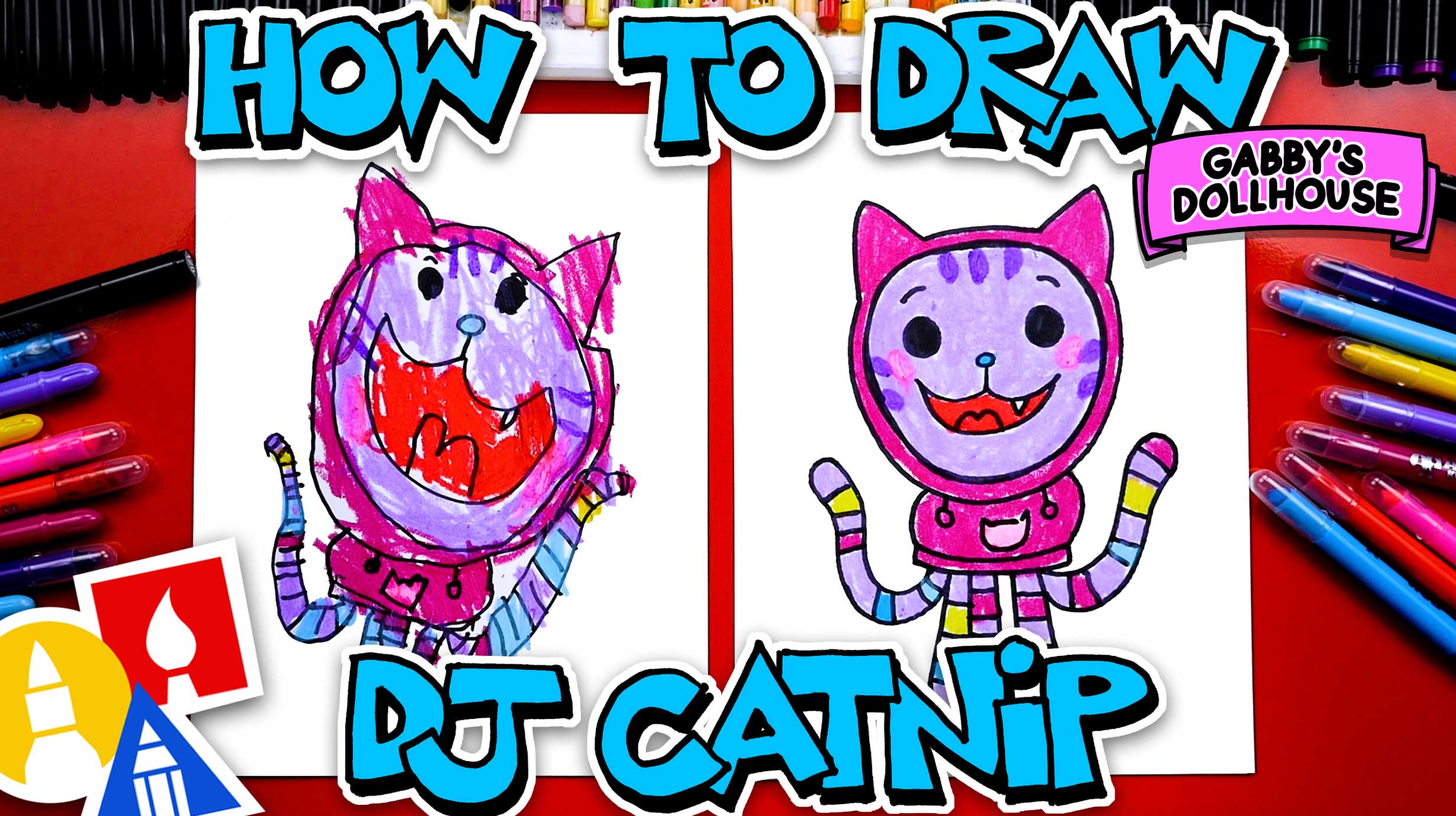 How To Draw DJ Catnip From Gabby's Dollhouse - Art For Kids Hub