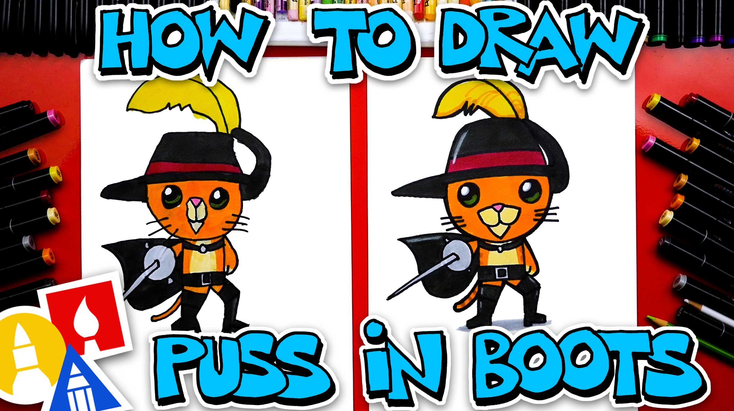 How To Draw Puss In Boots Art For Kids Hub