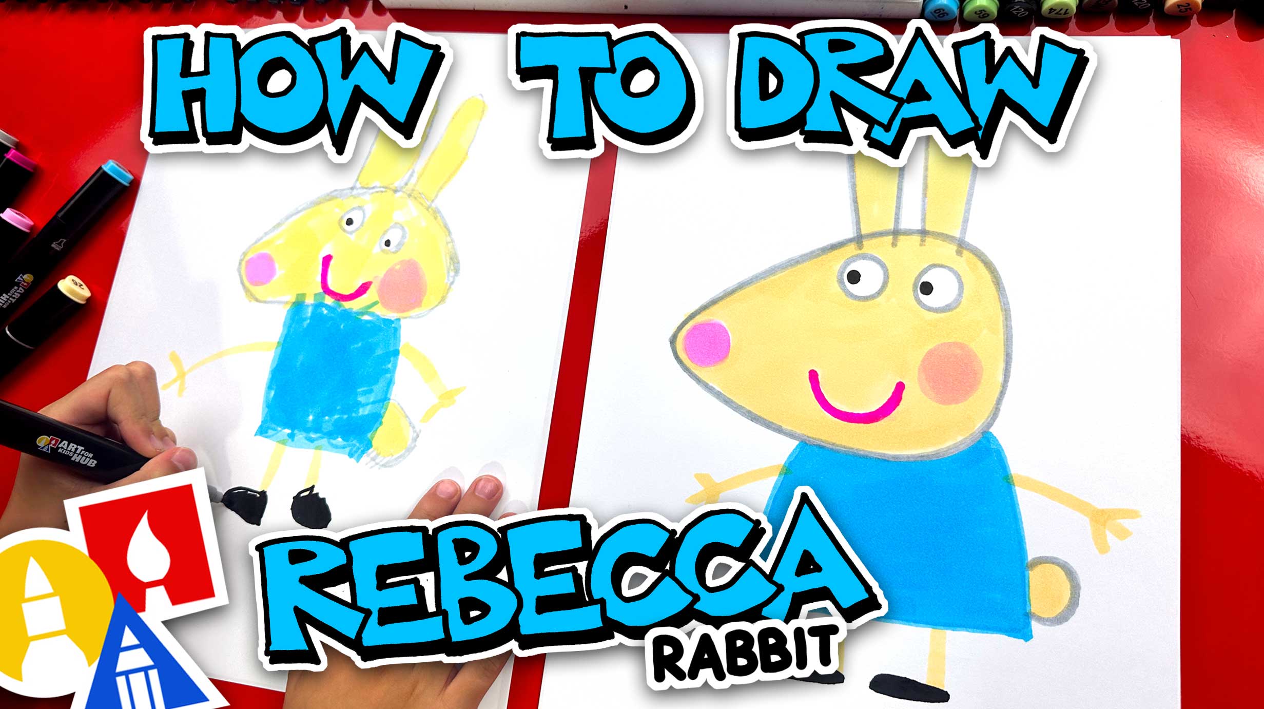 How To Draw Rebecca Rabbit From Peppa Pig - Art For Kids Hub