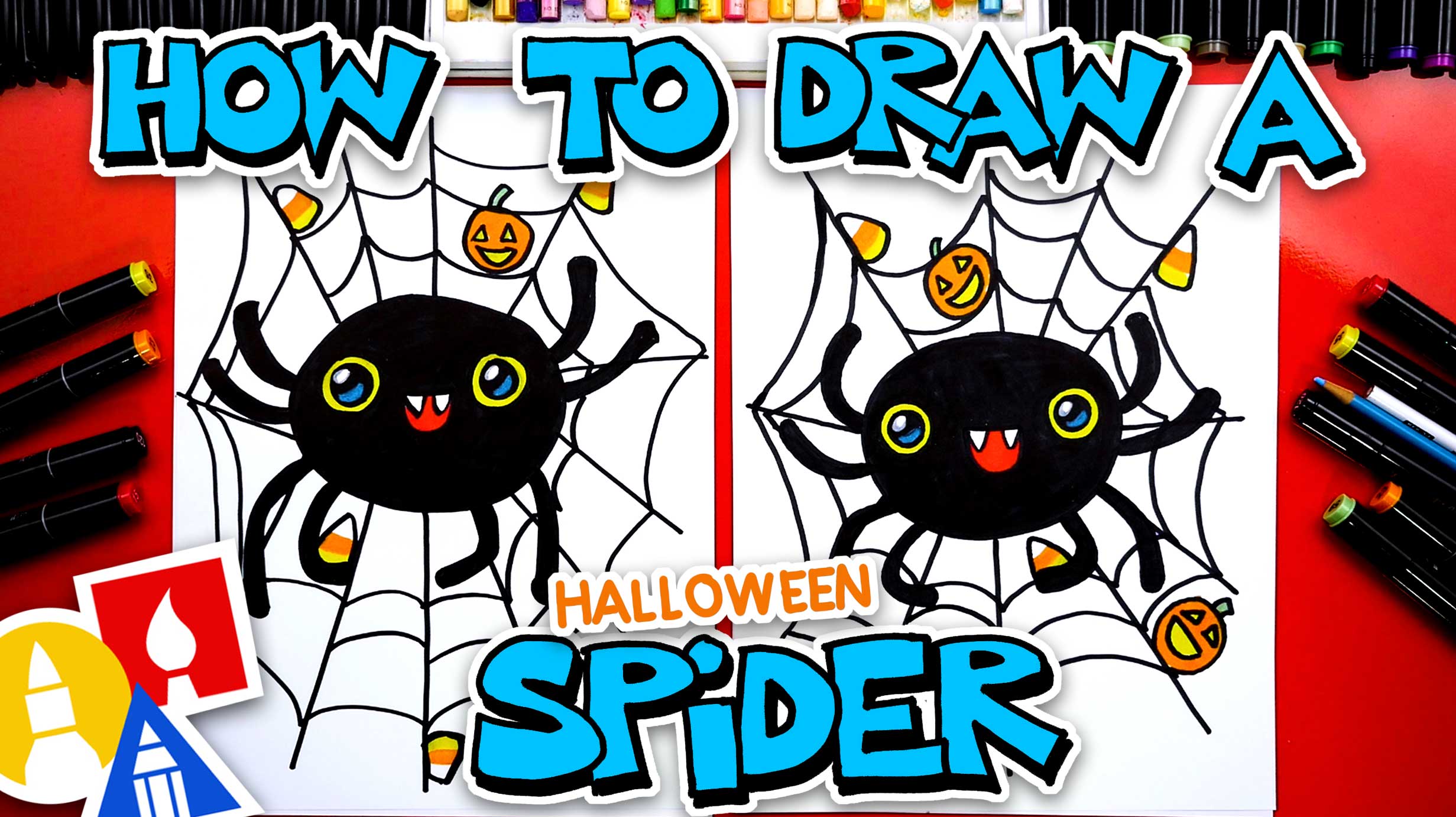 How To Draw A Halloween Spider Art For Kids Hub