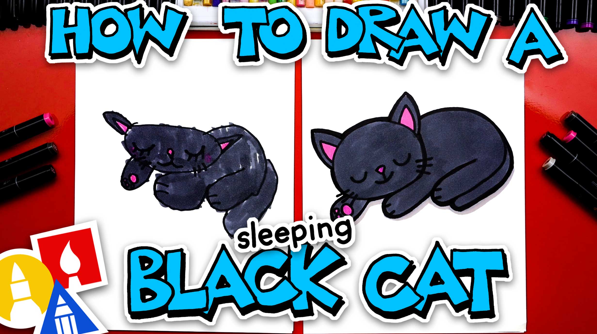 How To Draw A Sleeping Black Cat Art For Kids Hub Free Drawing 