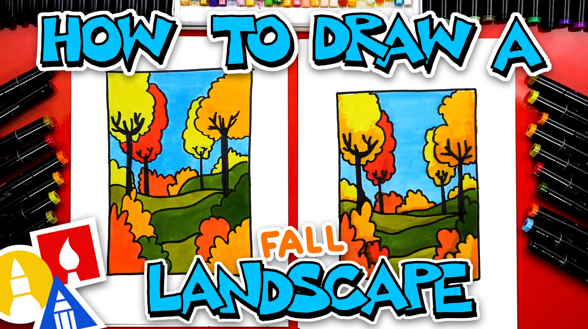 How To Draw A Fall Landscape version 2 Art For Kids Hub