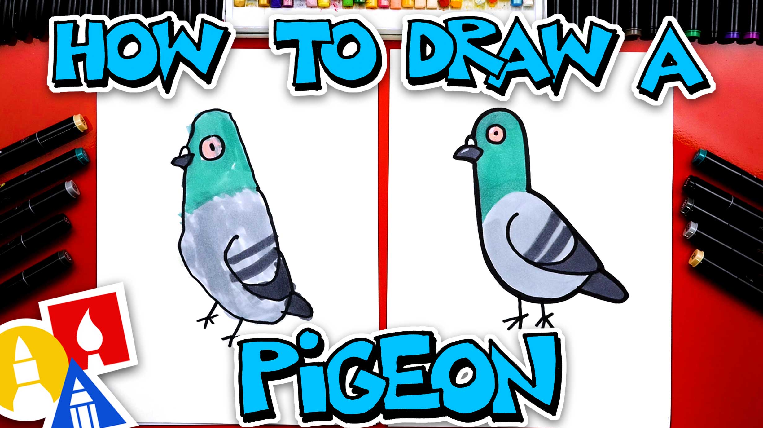 How to Draw a Pigeon - 6 step drawing lesson for kids | Arte de insectos,  Ejercicios de escritura, Arte