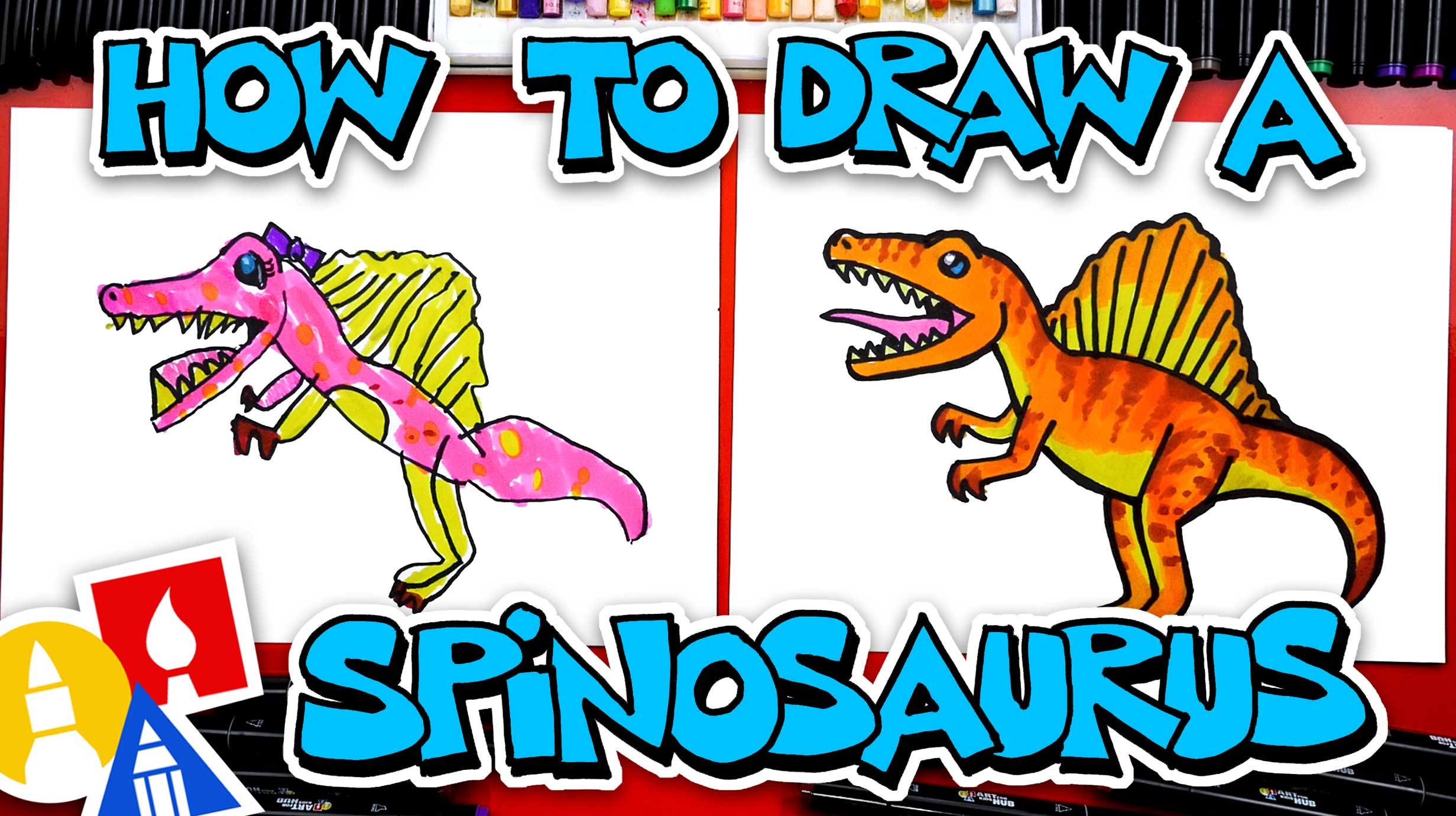 How To Draw A Spinosaurus Dinosaur Art For Kids Hub