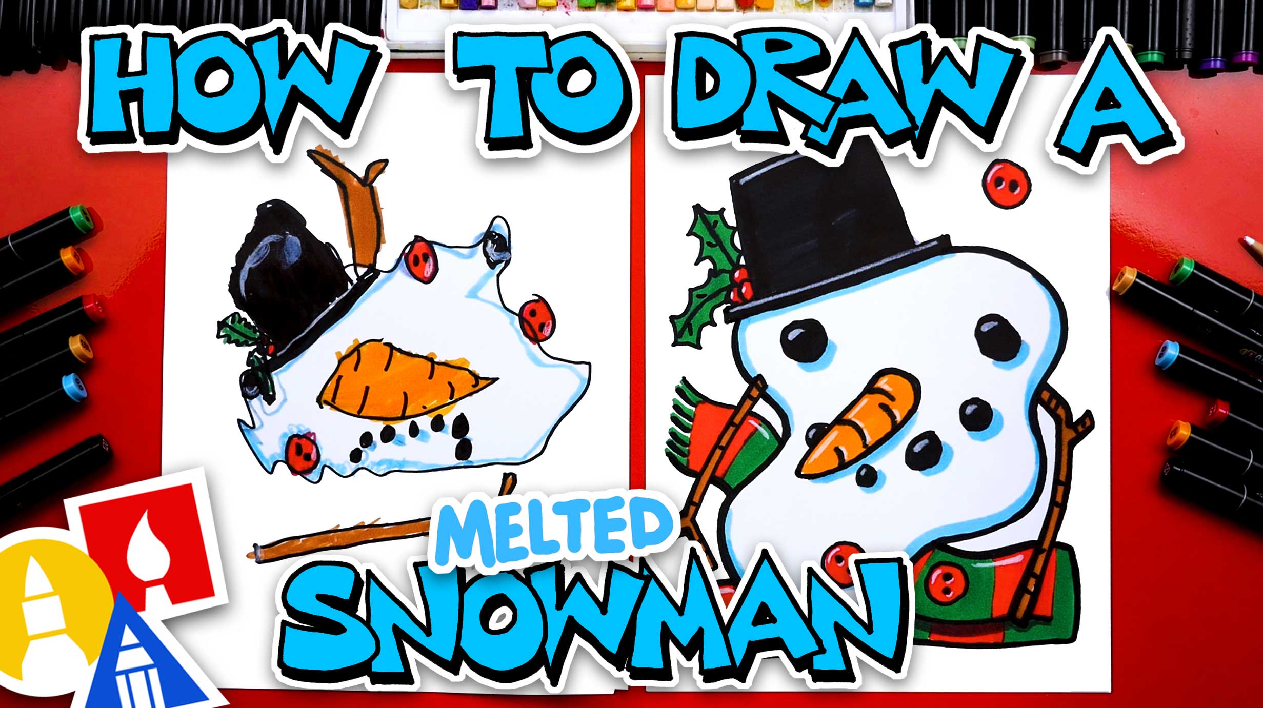 How To Draw A Melted Snowman - Art For Kids Hub