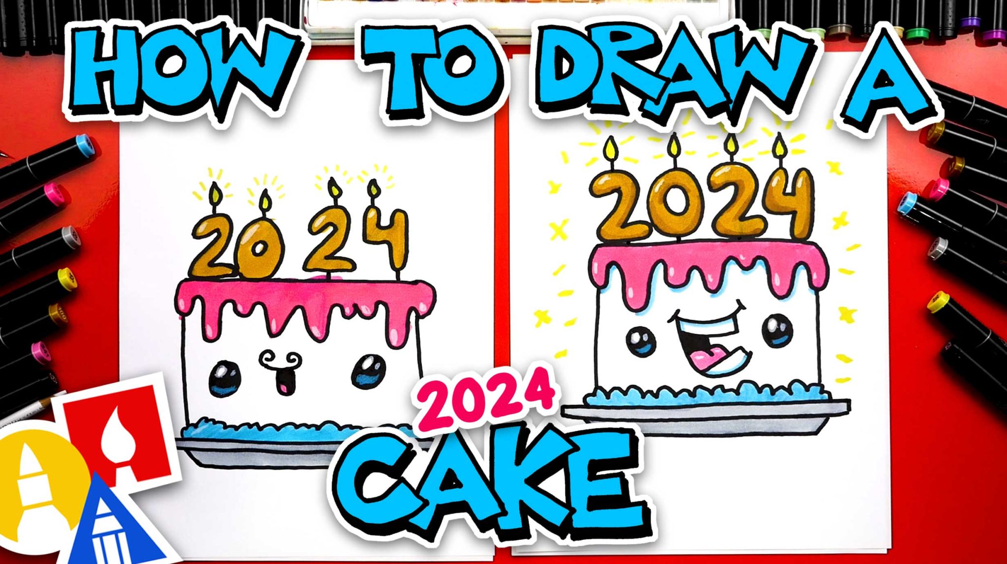 Holiday Art Projects Archives Art For Kids Hub   How To Draw 2024 Cake Thumbnail 2048x1148 