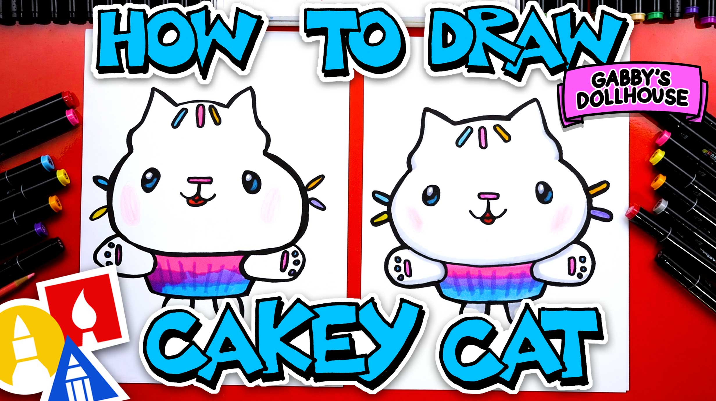 How To Draw Cakey Cat From Gabby's Dollhouse Art For Kids Hub