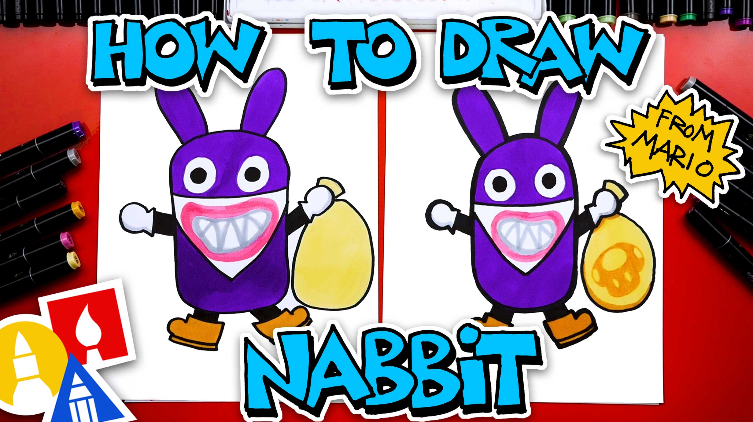 How To Draw Nabbit From Mario Art For Kids Hub