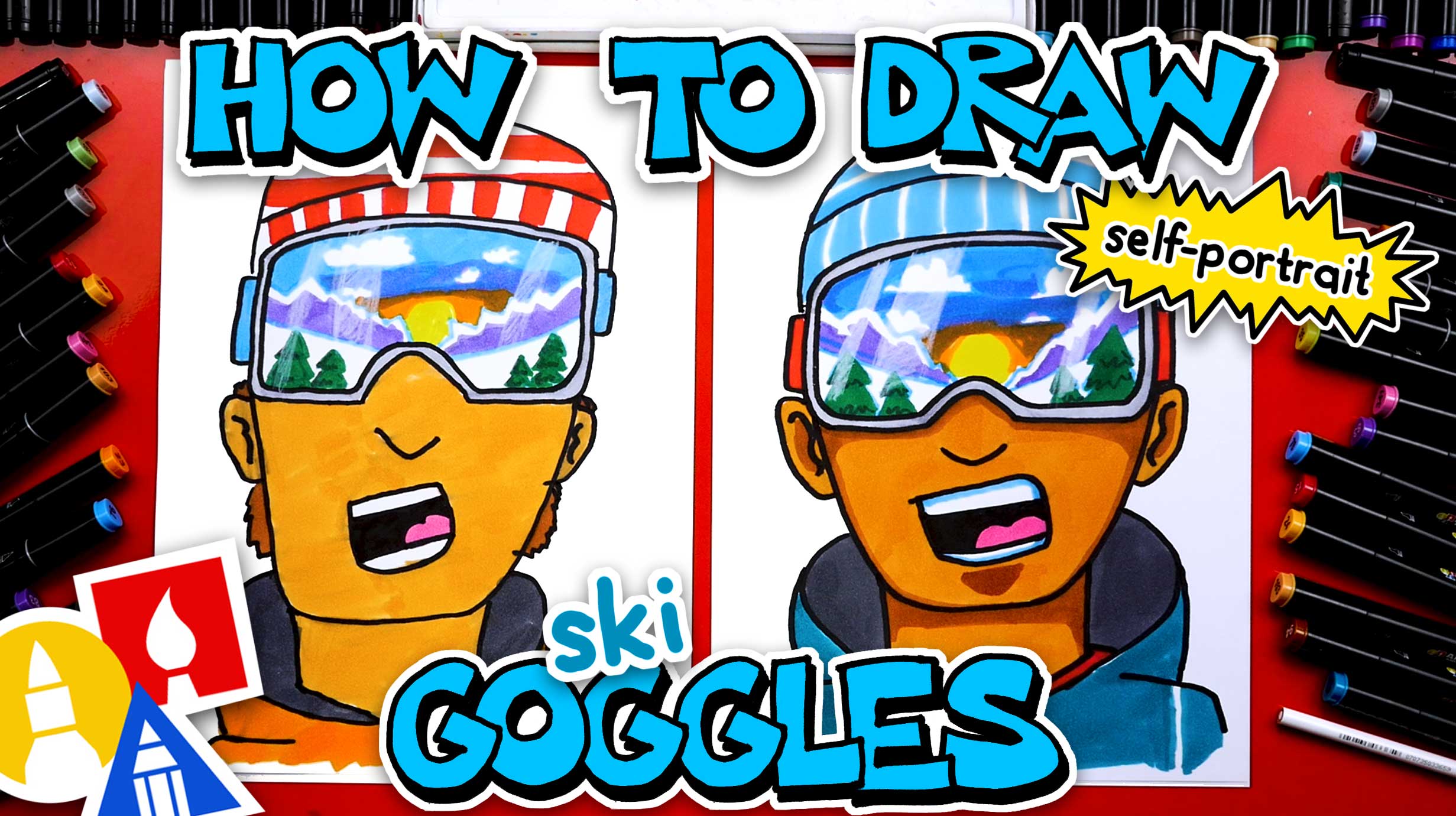 How To Draw Ski Goggles Self-Portrait - Art For Kids Hub