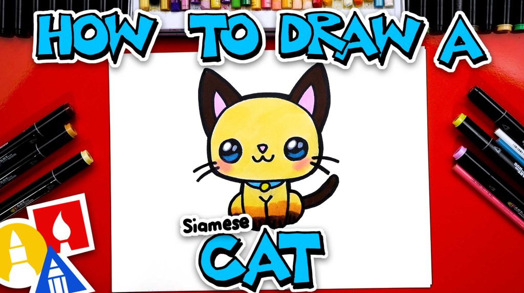 How to Draw a Cat for Kids - Cute Drawing of Animals - YouTube