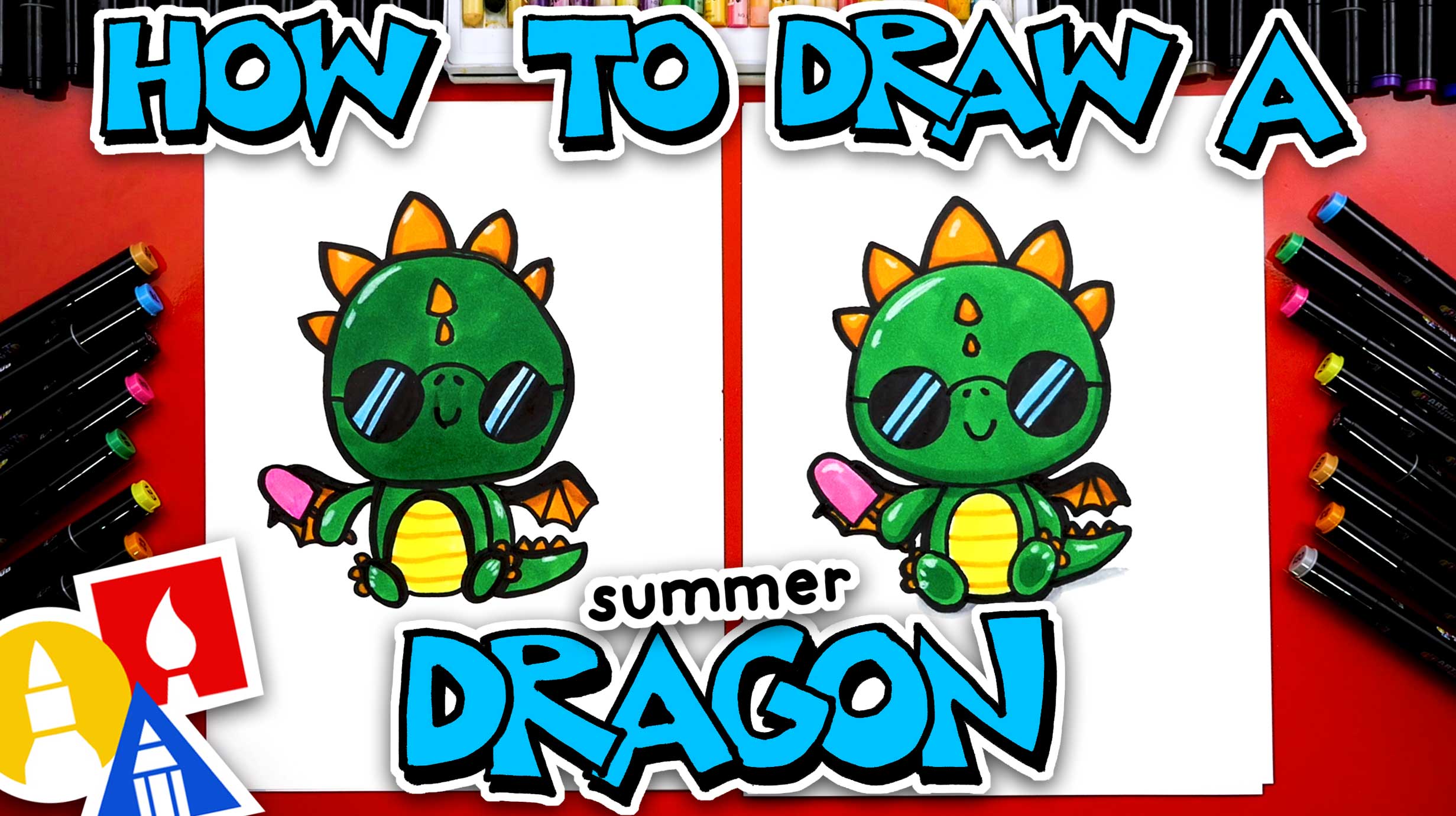 How To Draw A Funny Summer Dragon Art For Kids Hub Free Drawing 