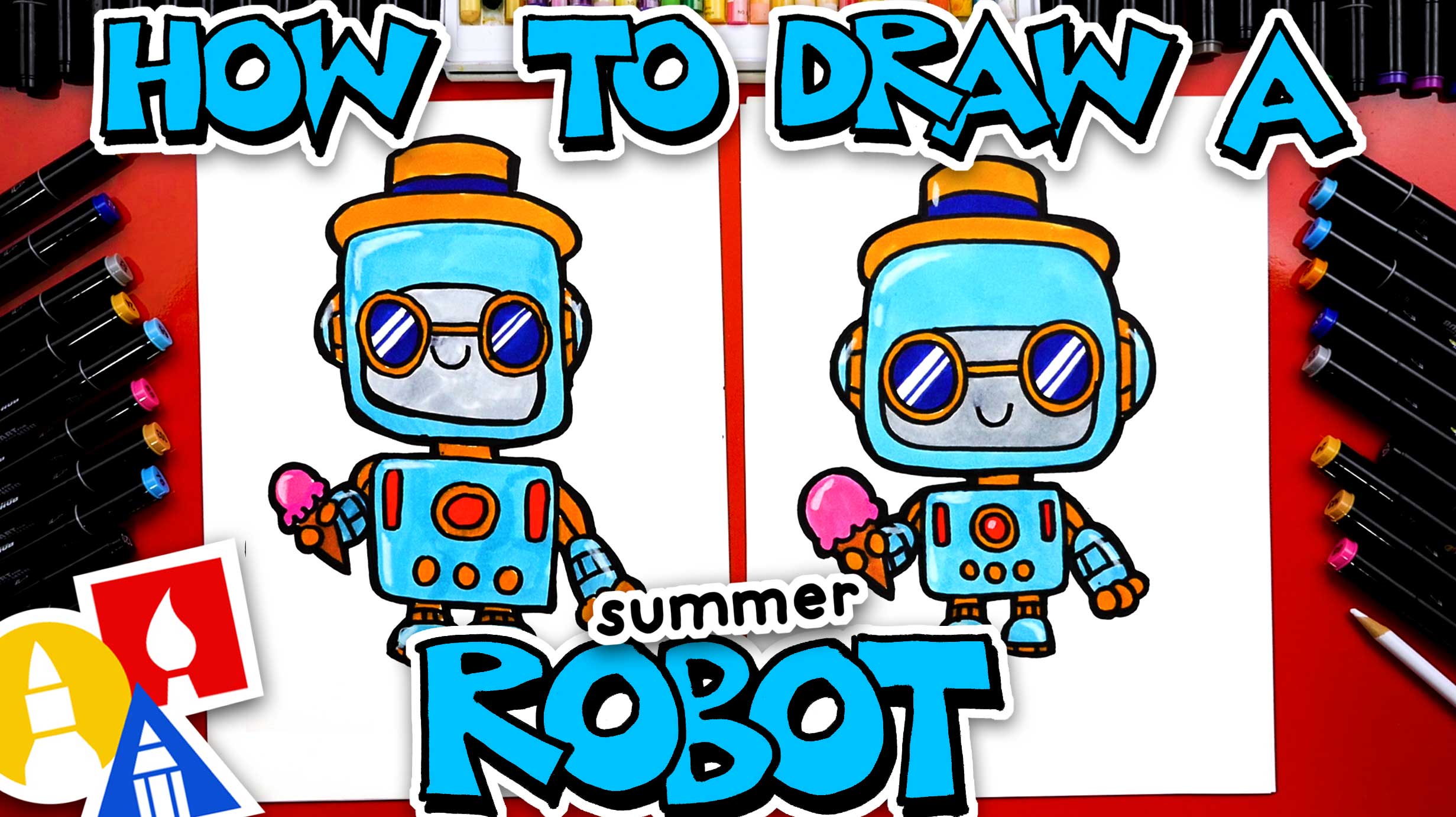 How To Draw A Funny Summer Robot - Art For Kids Hub