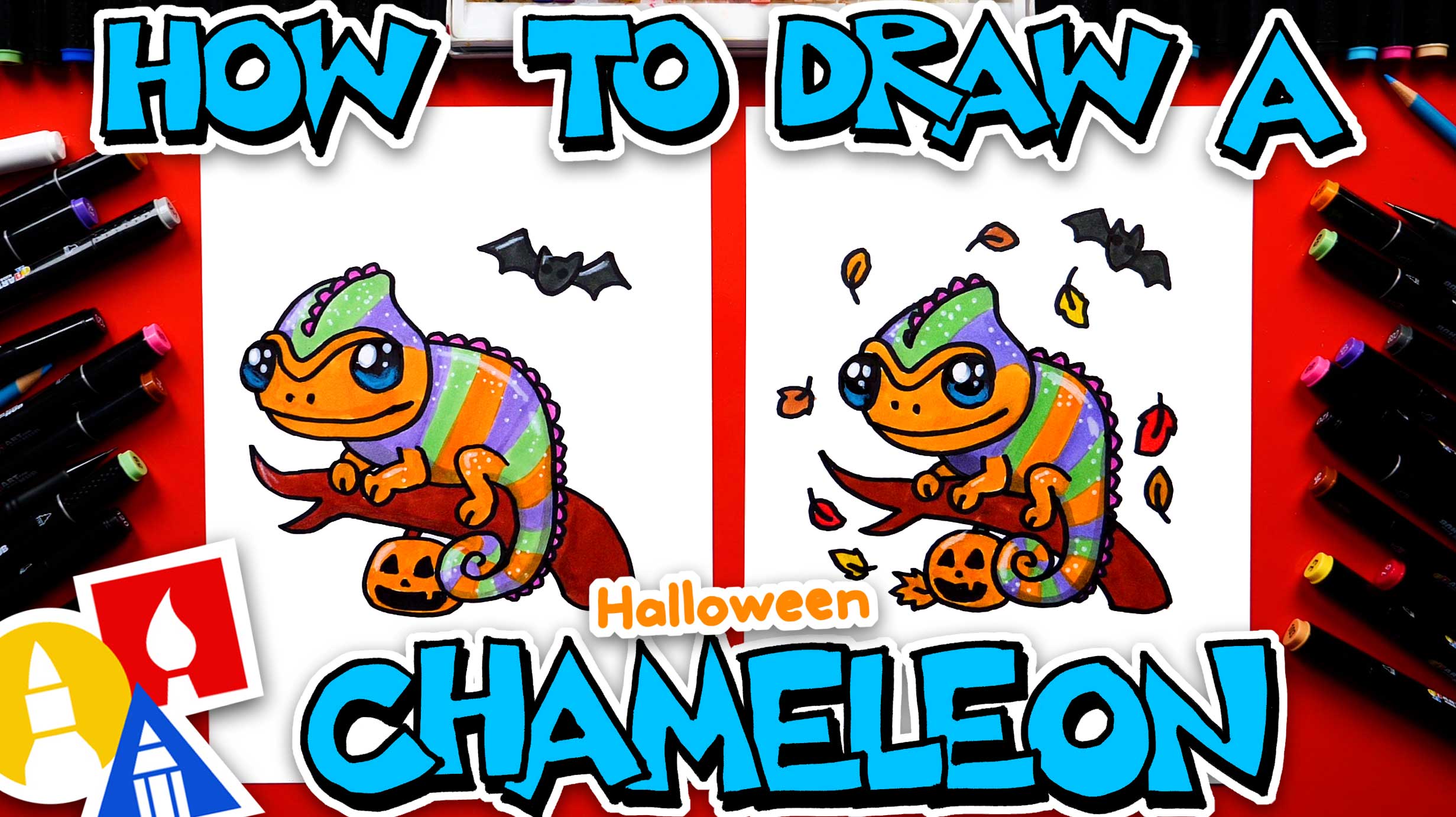 How To Draw A Halloween Chameleon Art For Kids Hub