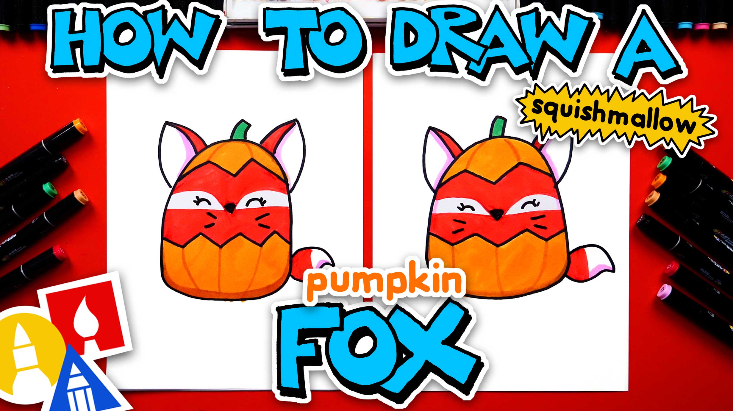 How To Draw A Pumpkin Fox Squishmallow - Art For Kids Hub