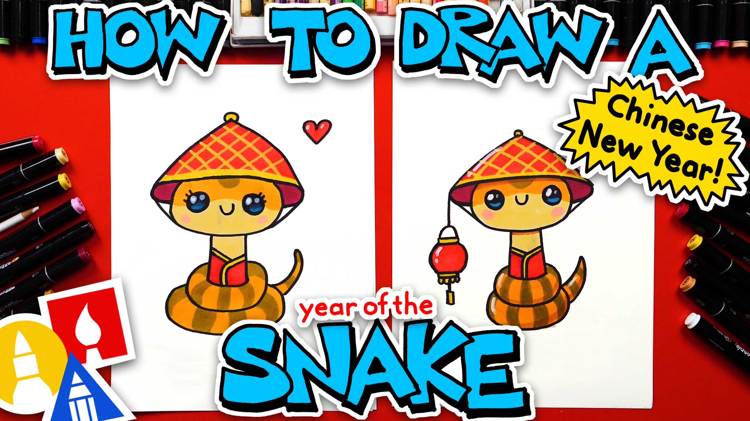 How To Draw A Snake For Chinese New Year - Art For Kids Hub