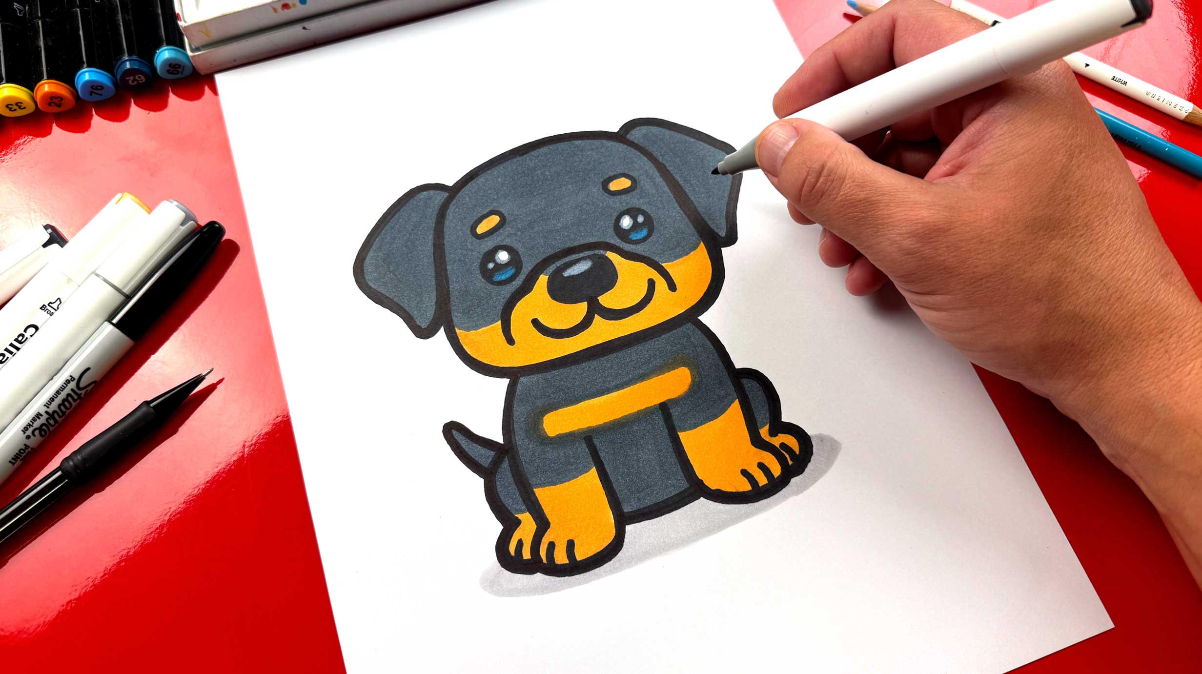How To Draw A Rottweiler Puppy - Art For Kids Hub — Free Drawing ...