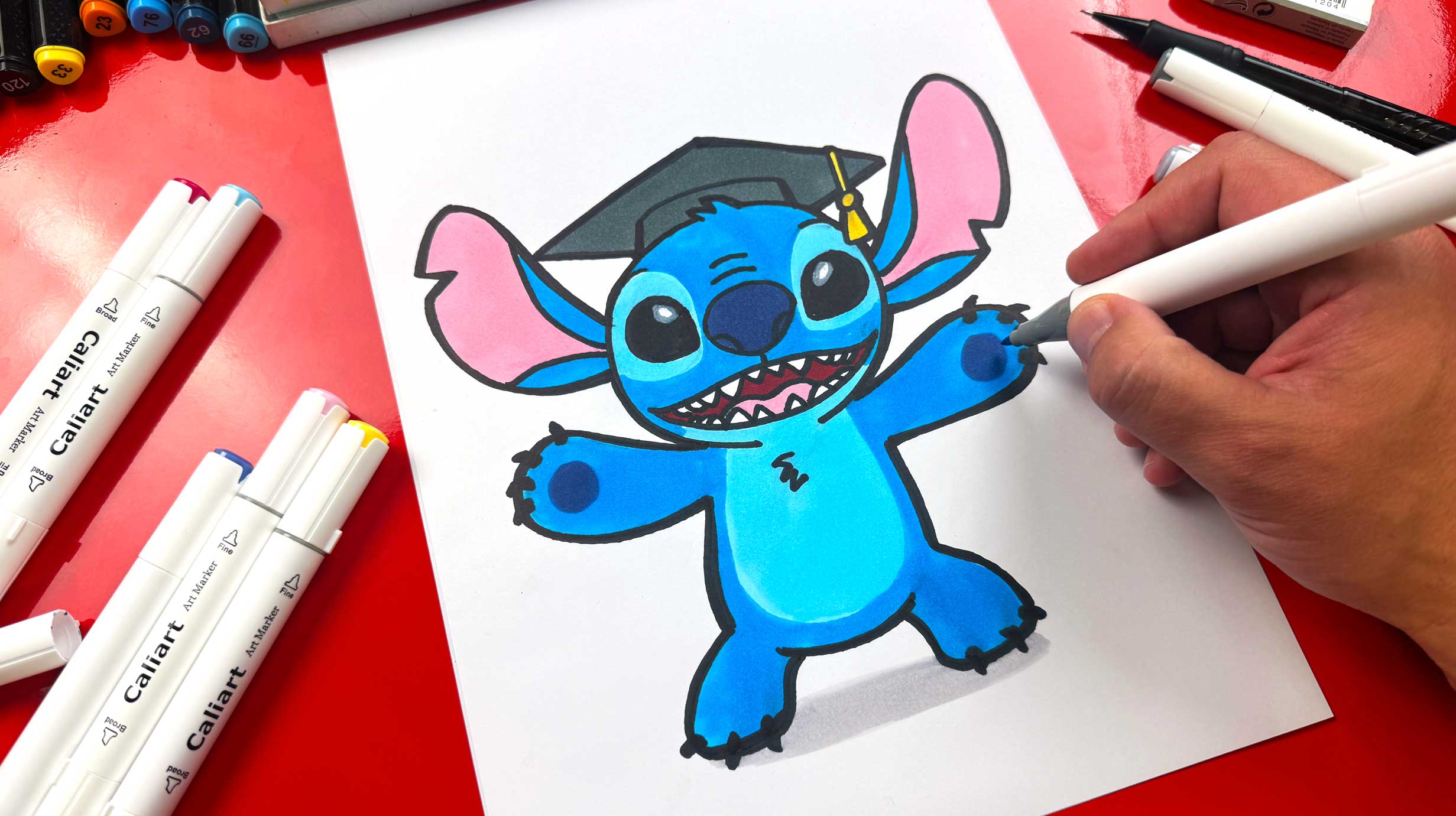 How To Draw Stitch Dressed Up For Graduation - Art For Kids Hub — Free ...