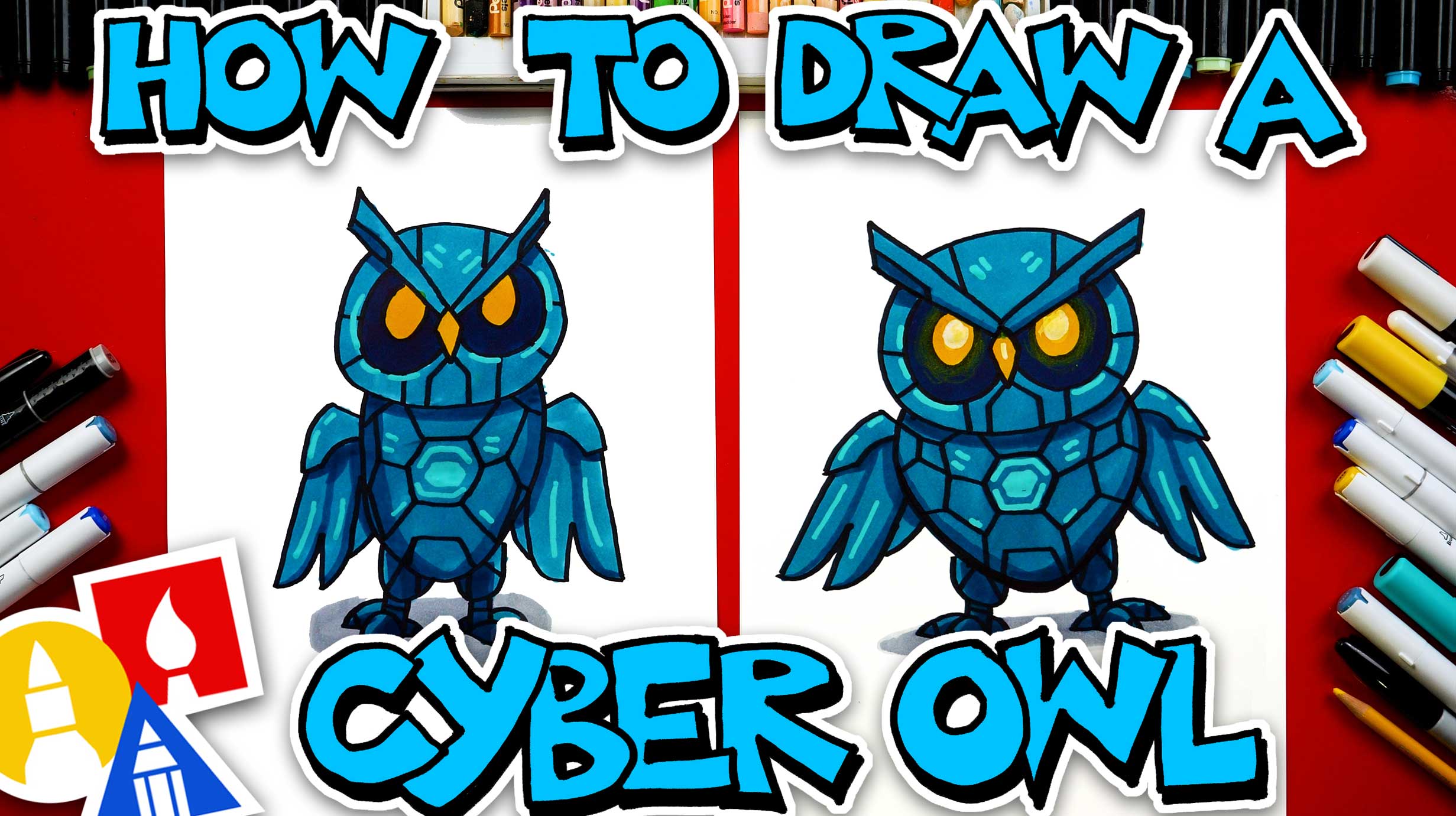 How To Draw A Cyber Owl - Art For Kids Hub