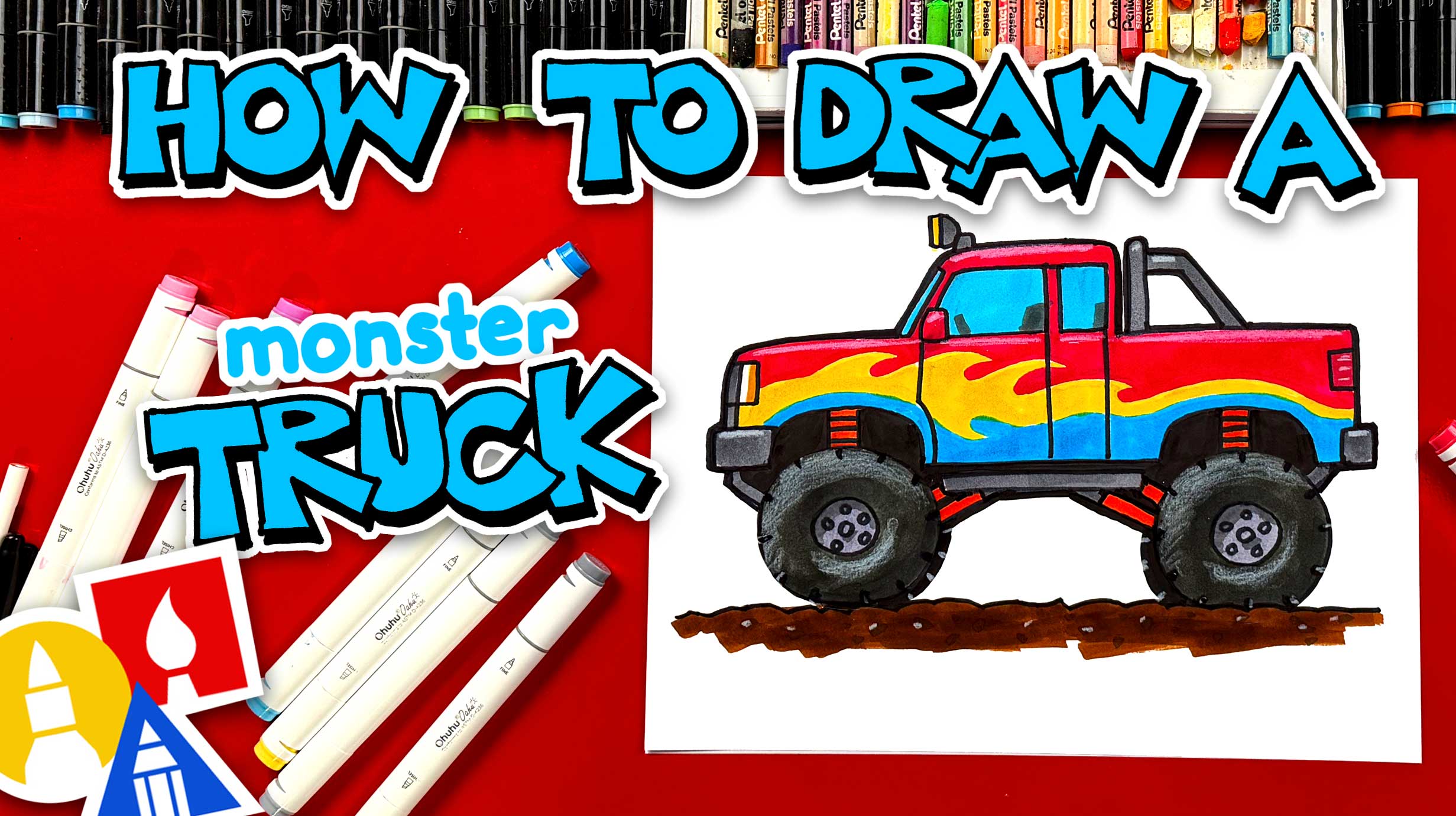 How To Draw A Cool Monster Truck - Art For Kids Hub — Free Drawing ...