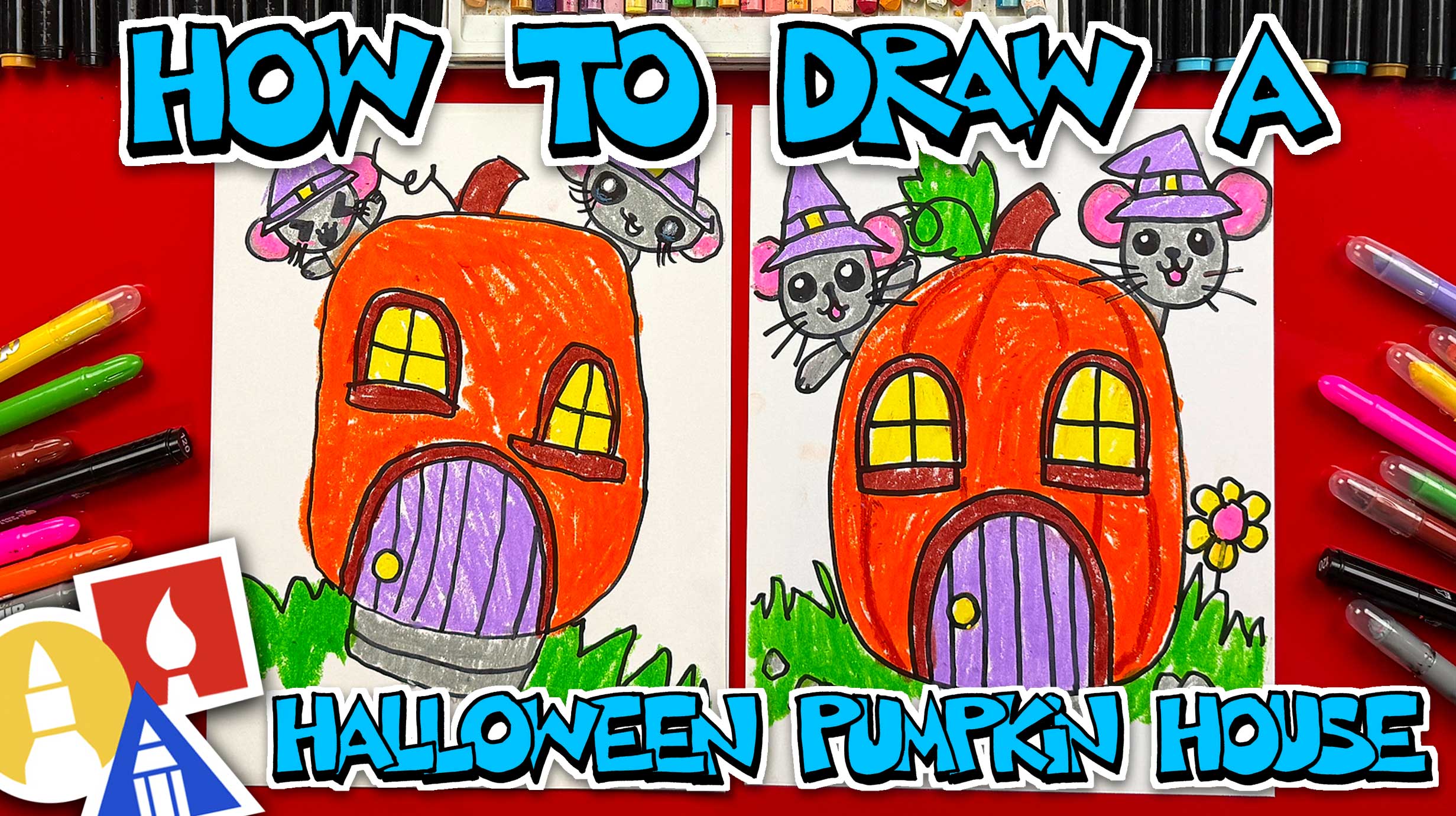 How To Draw A Halloween Pumpkin House - Art For Kids Hub — Free Drawing ...
